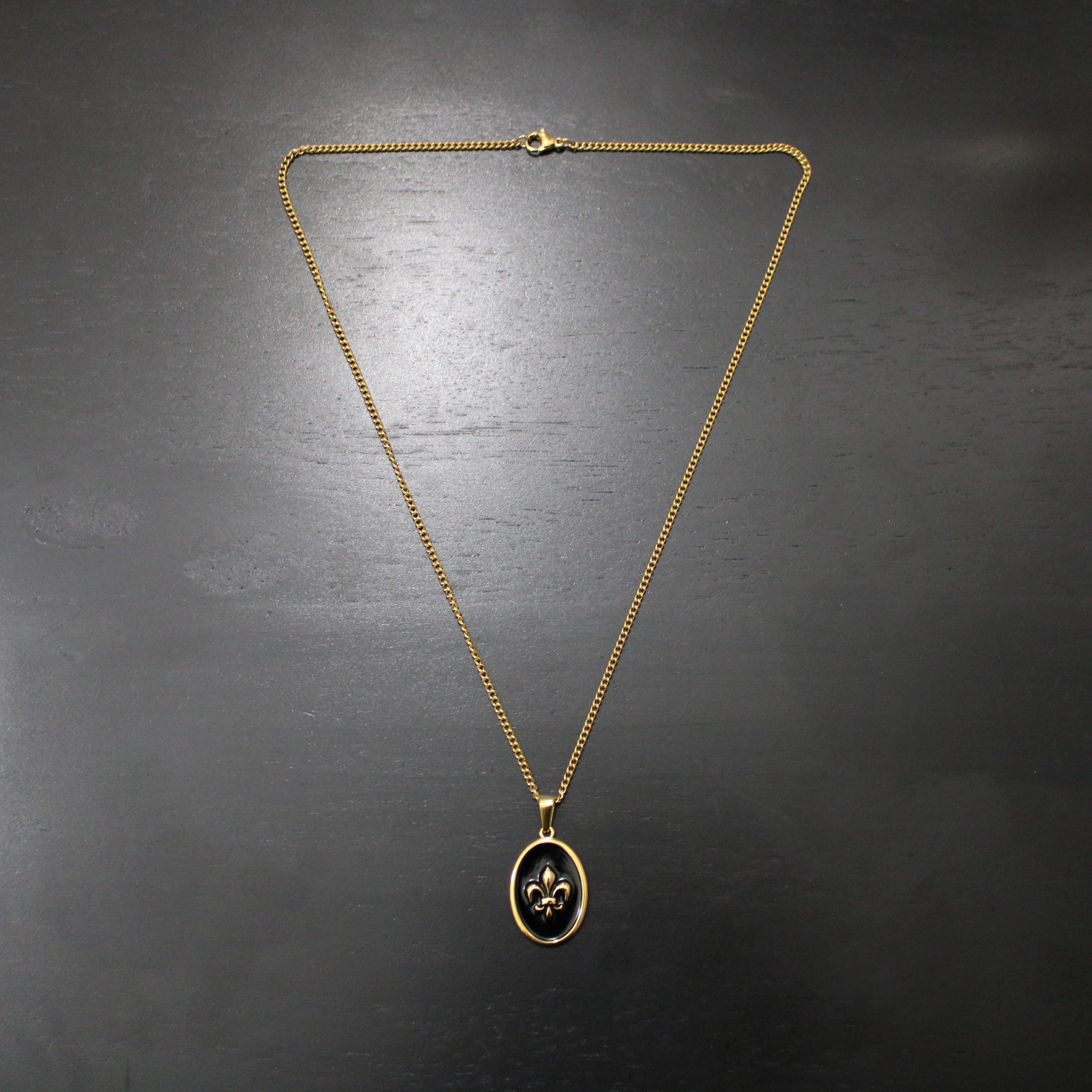Jewelry × Vintage Gold Enamel Fleur De Lis Pendant Chain Necklace Size ONE SIZE - 5 Thumbnail