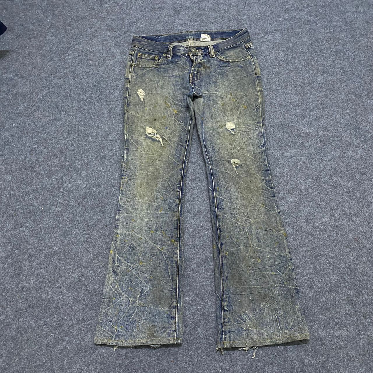 Japanese Brand 💥Flare💥Vintage Agate Label Punk Distressed Denim Size 32" / US 10 / IT 46 - 2 Thumbnail