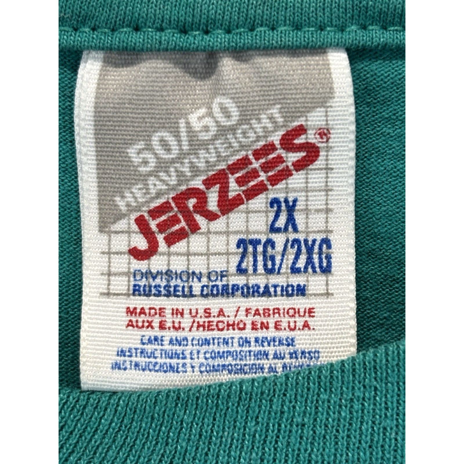 Jerzees VINTAGE Jerzees T-Shirt Teal 2X Mens Alaska Sled Dog Funny Farted 90s Made USA Read Size US XXL / EU 58 / 5 - 5 Thumbnail