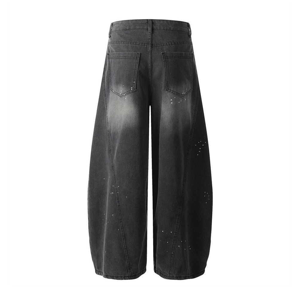 Japanese Brand × Jean Men's trendy punk workwear loose ink-splashed scimitar jeans Size US 32 / EU 48 - 2 Thumbnail