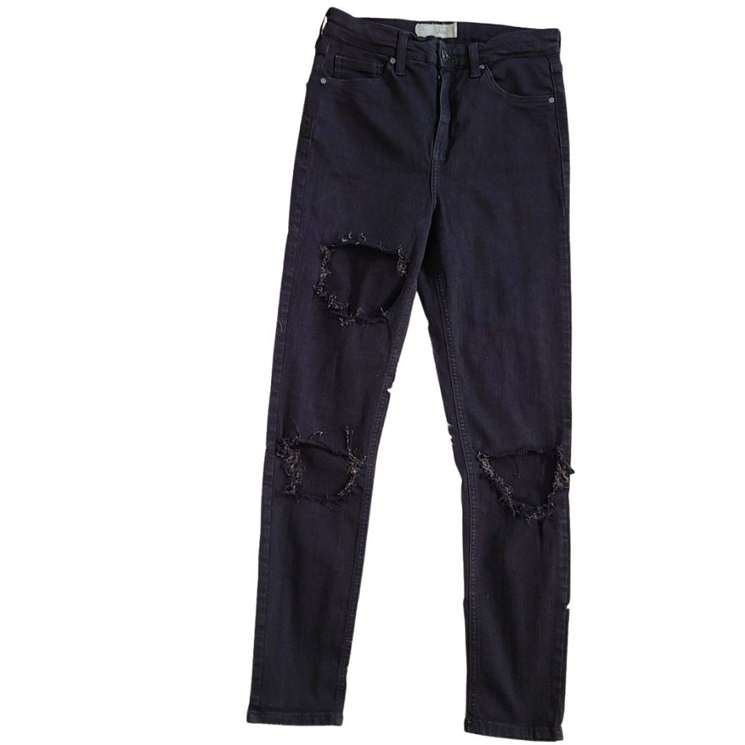 Topshop Topshop Moto Jamie black distressed skinny jeans w28 l30 Size 28" / US 6 / IT 42 - 1 Thumbnail