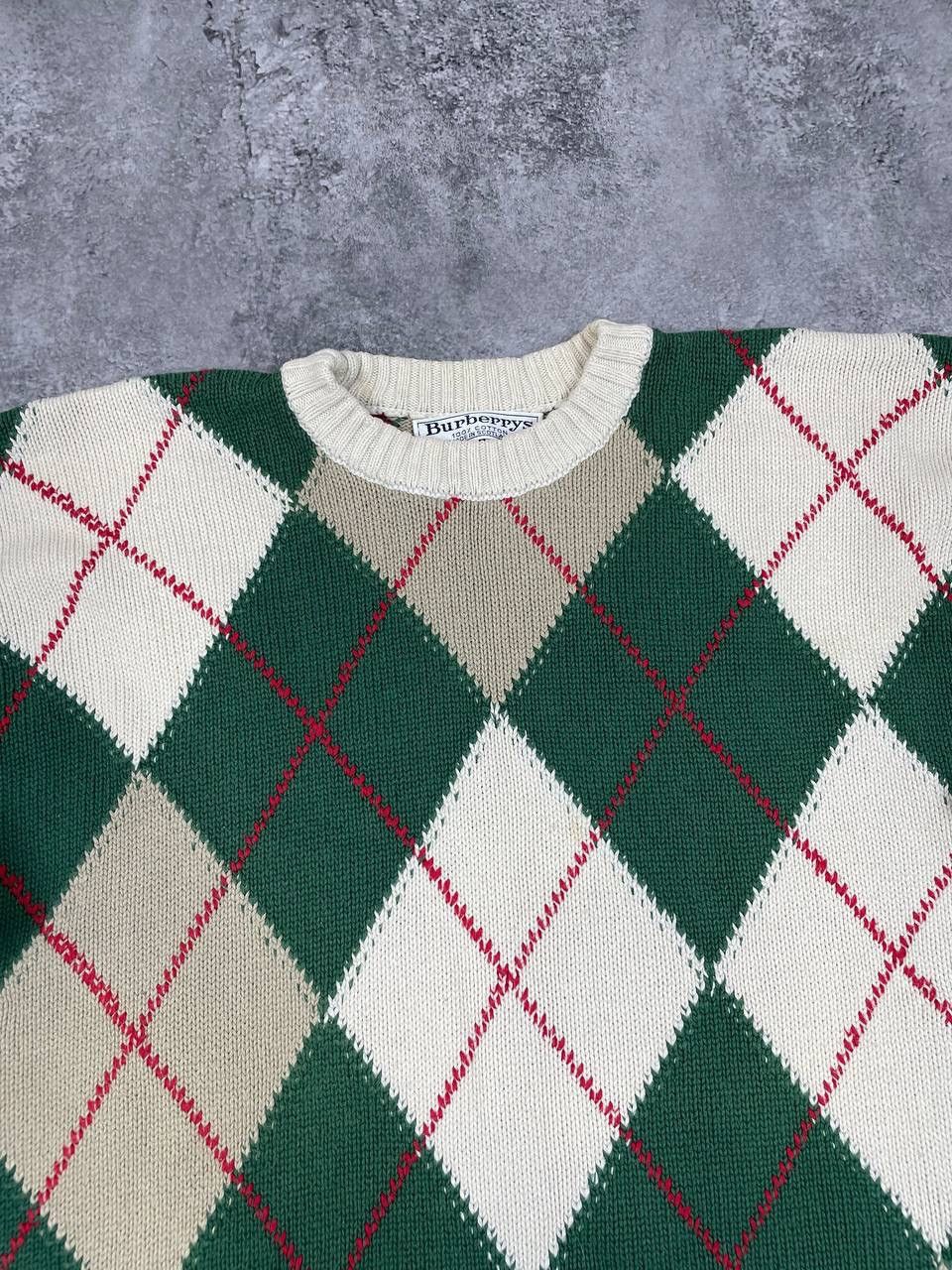 Burberry Burberrys Vintage Men Argyle Knit Sweater Green Beige Size L Size US L / EU 52-54 / 3 - 2 Thumbnail