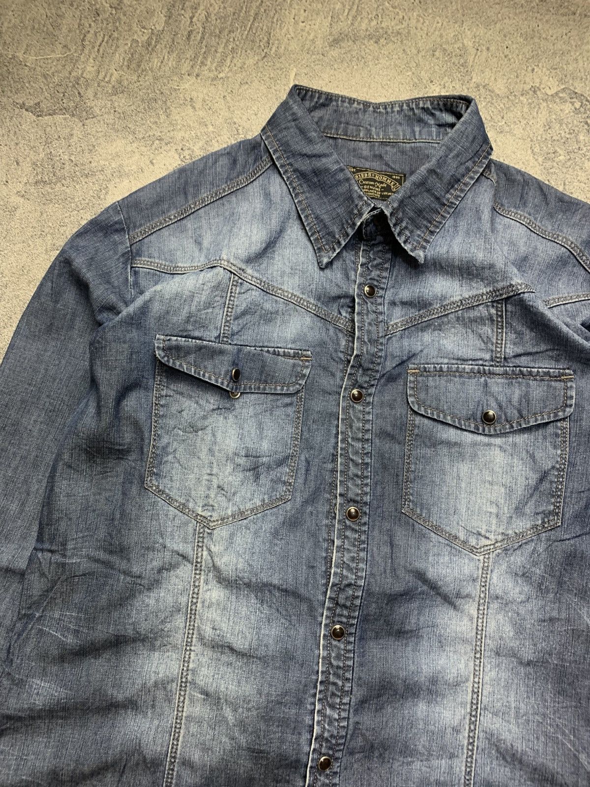 Japanese Brand 🐍 291295=Homme Japan Denim Shirt Size US M / EU 48-50 / 2 - 2 Thumbnail