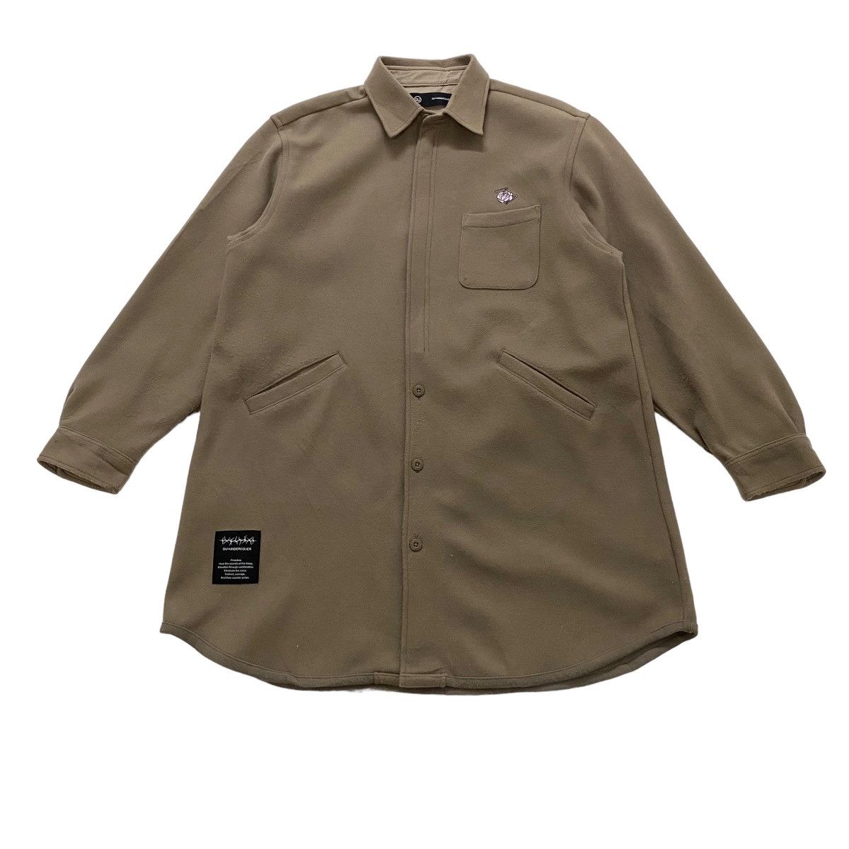 image of Gu Undercover Fleece Shirt Button Up in Beige, Men's (Size Medium)
