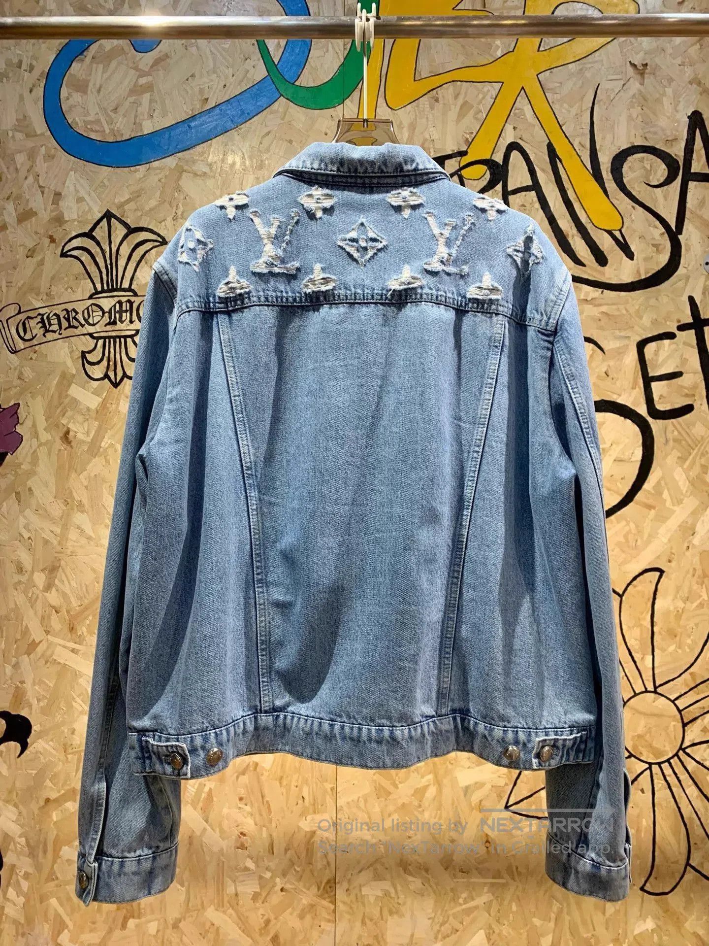 Louis Vuitton Blue Denim Jacket with Distressed Accents. Size US XXL / EU 58 / 5 - 7 Thumbnail