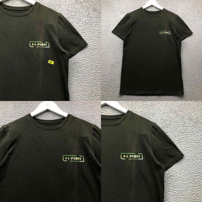 Under Armour Under Armour Fish Heat Gear T-Shirt Boys Youth XL Short Sleeve  Loose Logo Green*