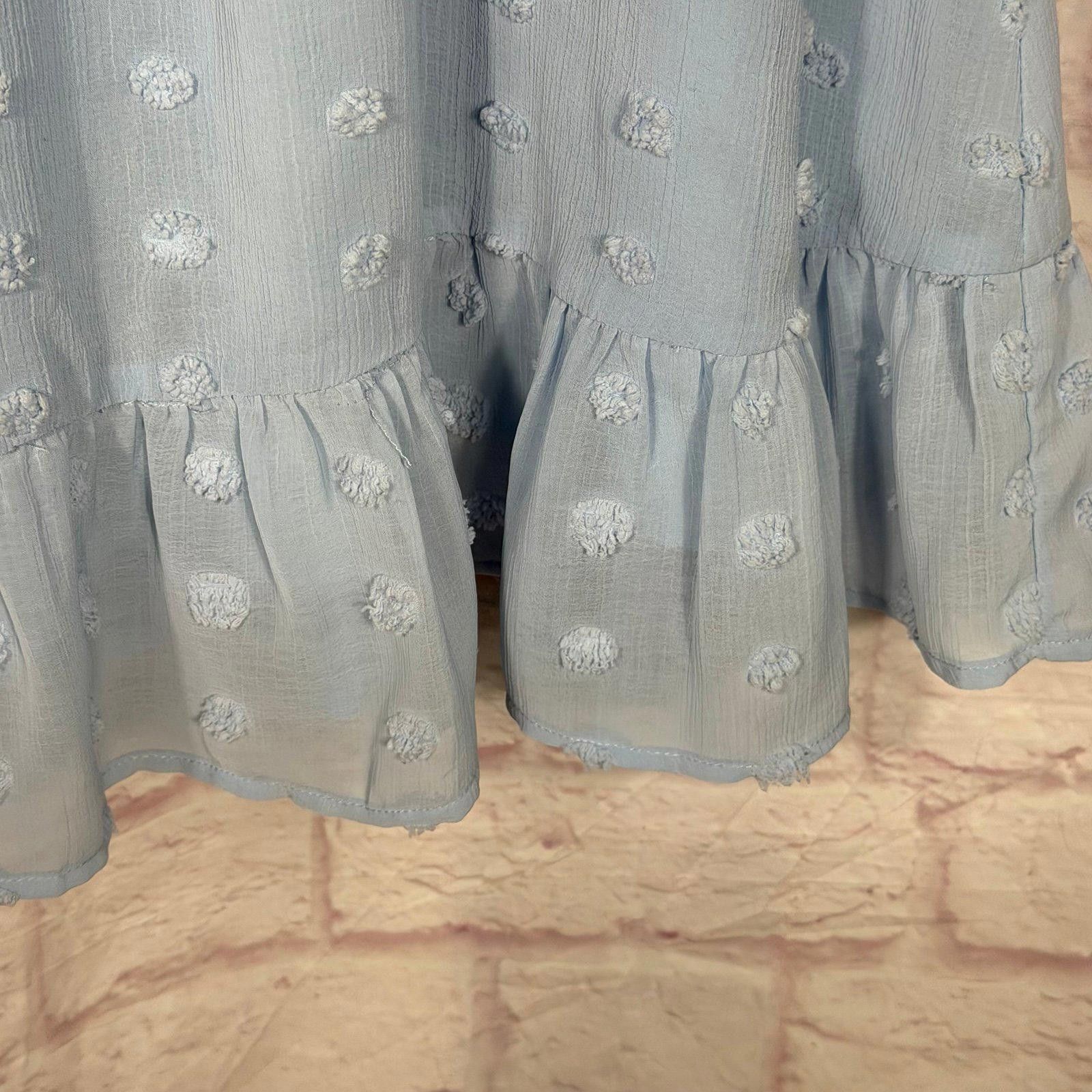 Other Zattcas Large Light Blue Textured Dress with Ruffle Hem Size L / US 10 / IT 46 - 7 Thumbnail