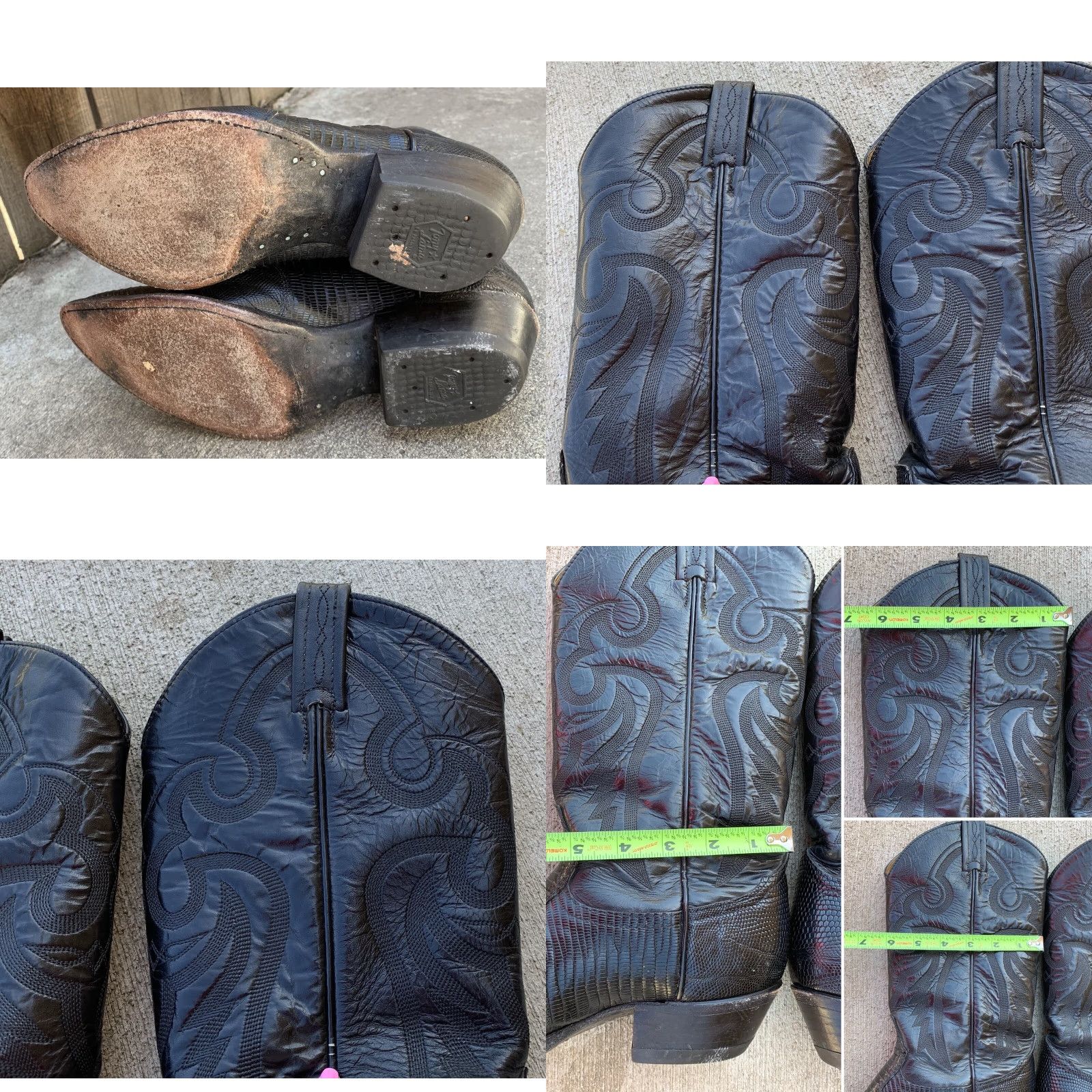 Tony Lama Tony Lama Boots Western Cowboy Men 8.5 D Black Leather Upper 8843 Made in USA Leather Lizard 8.5 D Boots Men Size US 9 / EU 42 - 8 Thumbnail