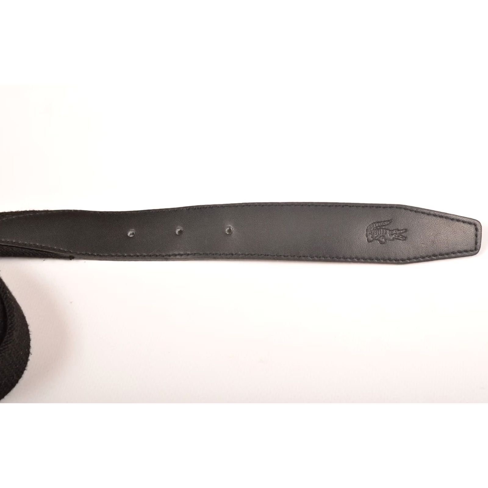 Lacoste Lacoste Leather / Textile Taner Black Belt RC 936 L Made in France Size 110 / 44, Black, 3 cm, Mens, Leather Belt Argentinian style Size 44 - 2 Thumbnail