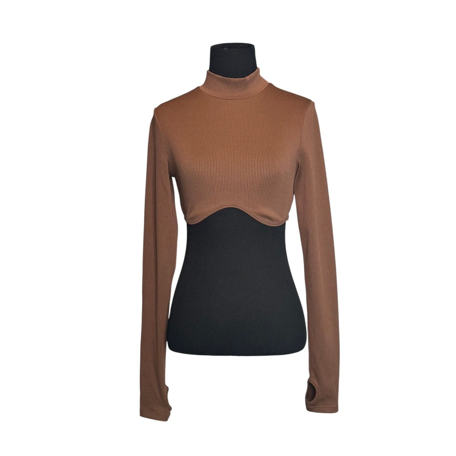 H&M H&M brown long sleeves crop top size Small Size S / US 4 / IT 40 - 7 Thumbnail