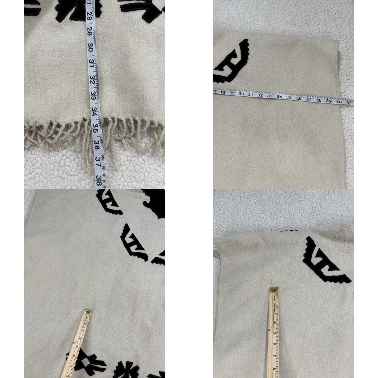 Vintage VINTAGE Anthony Mark Hankins Poncho Cape Cream Black Wool Blend One Size Western Aztec Size ONE SIZE - 8 Thumbnail