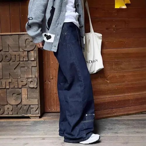 VIBE Blue Reversed Wide Leg Jeans Size US 28 / EU 44 - 4 Thumbnail