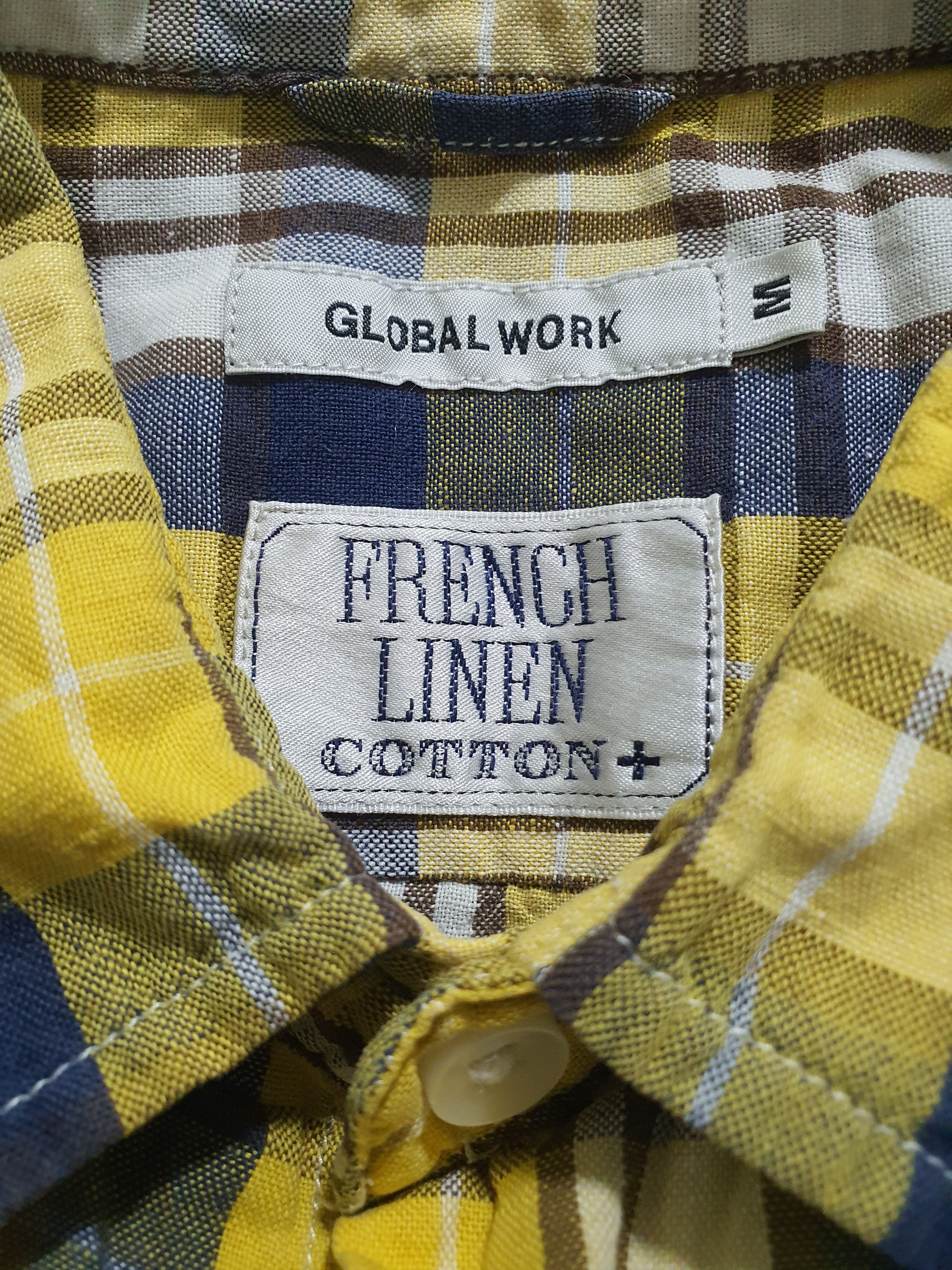 Global Work × Japanese Brand GLOBAL WORK 20.5/26.5 YELLOW CHECKED SHORT SLEEVE SHIRT Size US M / EU 48-50 / 2 - 4 Thumbnail