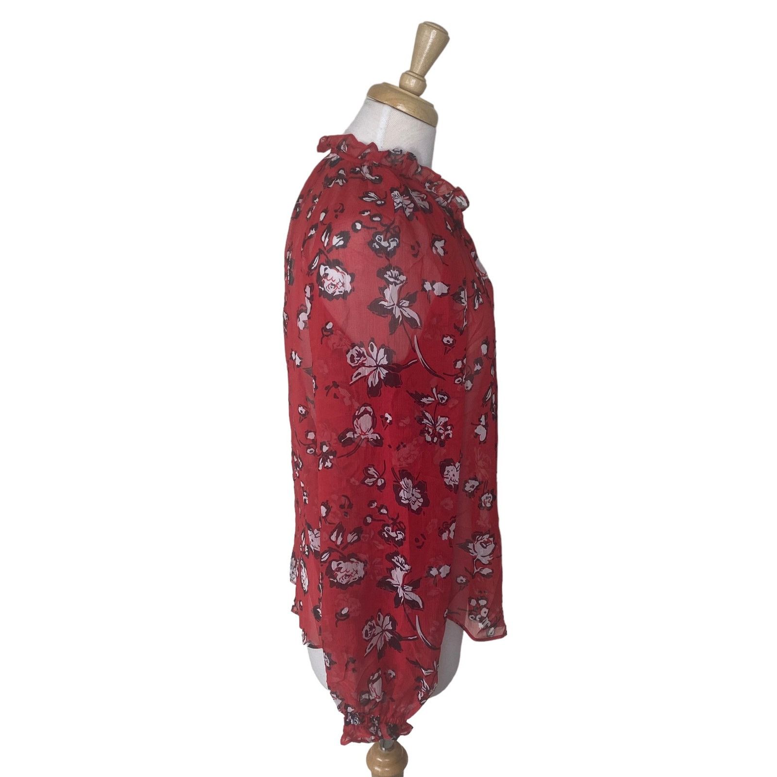 Veronica Beard VERONICA BEARD Antonette Silk Peasant Top Size 6 Red Multi Size M / US 6-8 / IT 42-44 - 10 Thumbnail