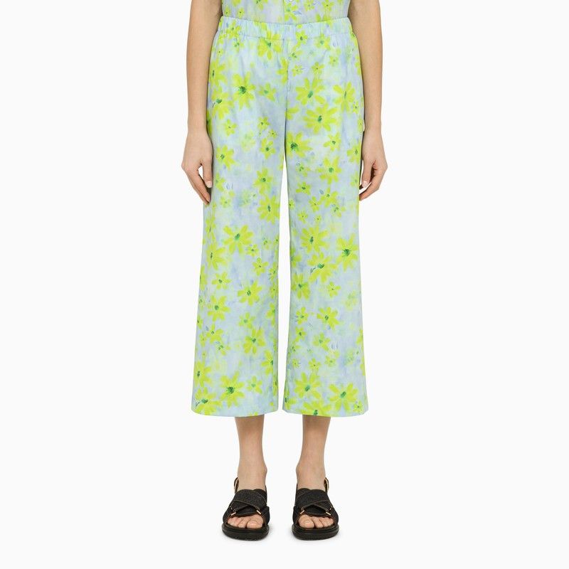 image of Marni Light Blue/green Cotton Cropped Trousers, Women's (Size 28)