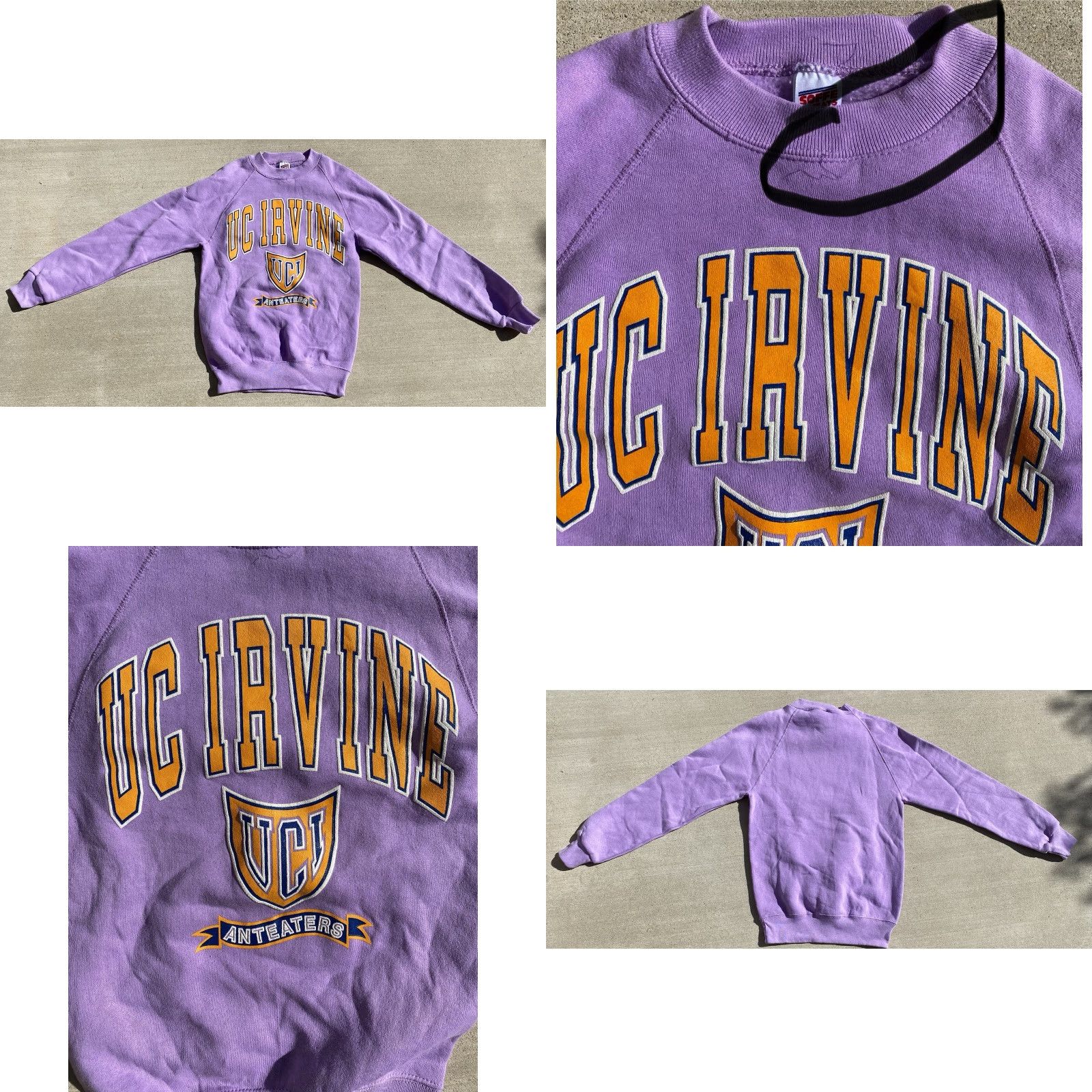 Soffe VINTAGE Soffe UC Irvine UCI Anteaters Raglan Sweatshirt Shirt Unisex Adults S Purple 34-36 University 90s Boys Girls Mens Womens Size US S / EU 44-46 / 1 - 9 Thumbnail