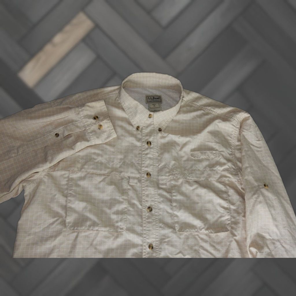 Vintage L.L. Bean VENTED PLAID BUTTON-UP SHIRT Men's Big & Tall MT Beige Fishing Size US M / EU 48-50 / 2 - 1 Thumbnail