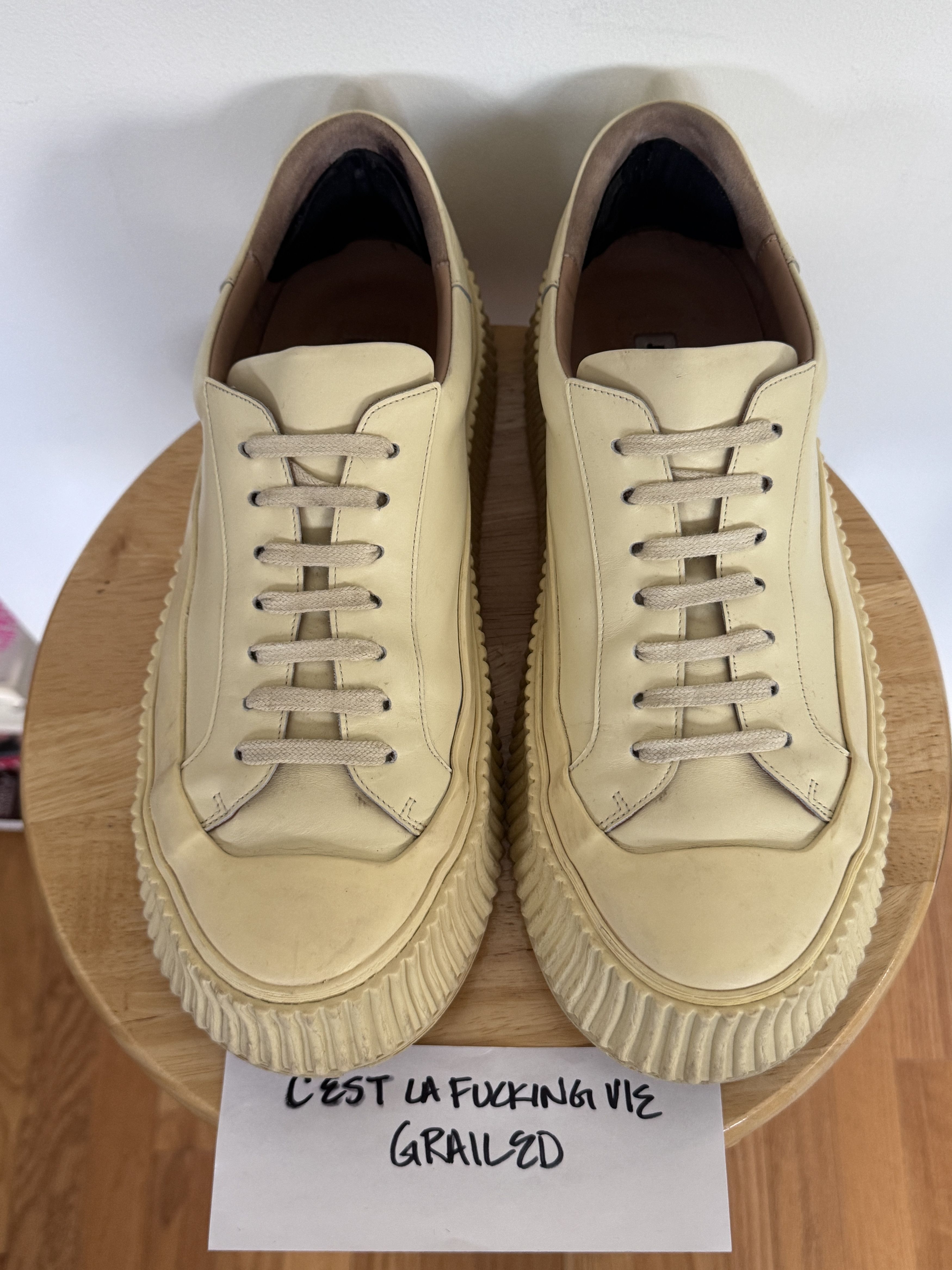 Jil Sander Jil Sander Agnellato Sneaker EU 42 US 9 Light Yellow Size US 9 / EU 42 - 6 Thumbnail