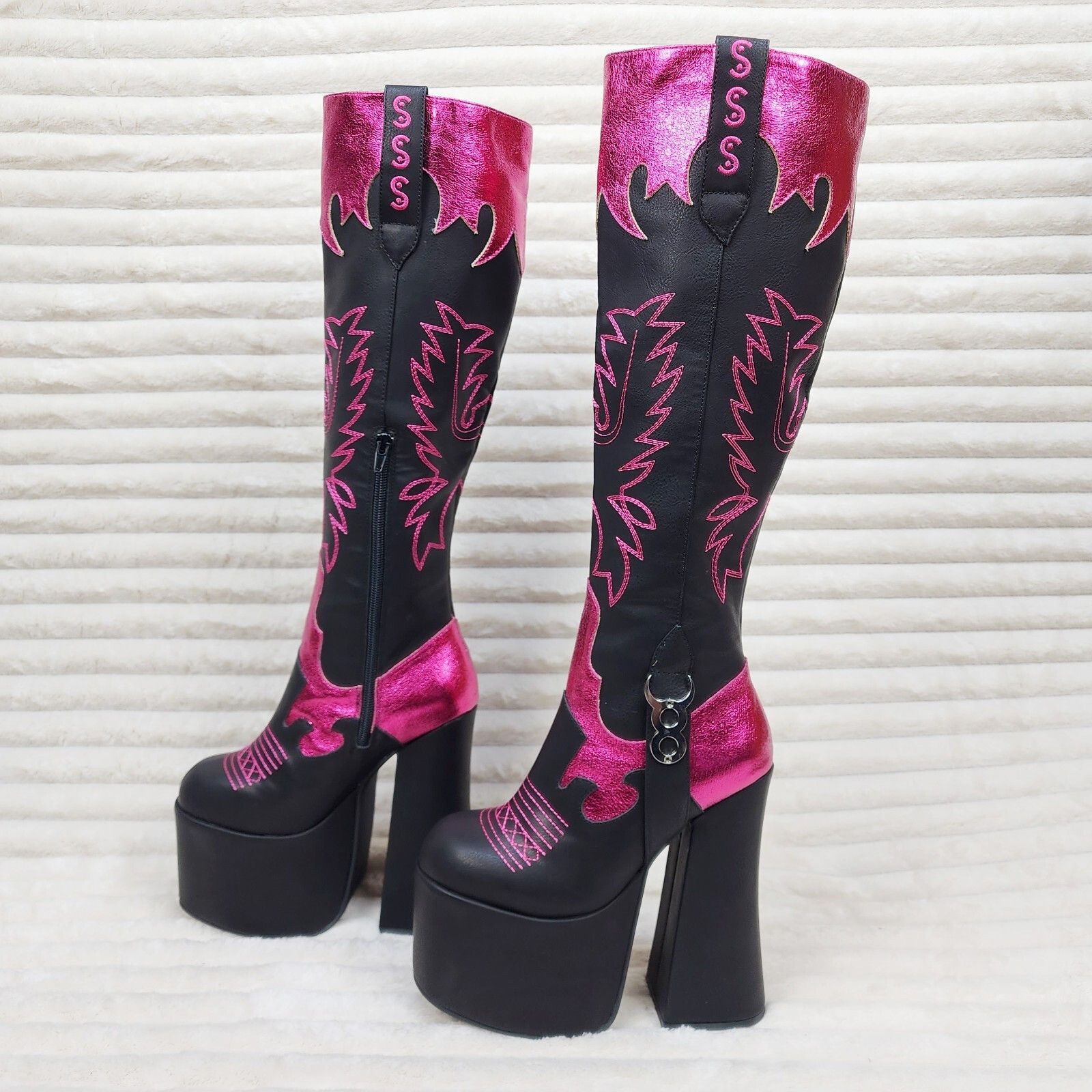 Other Free Your Mind Western Inspired Platform Chunky Heel Knee Bo Size US 10 / IT 40 - 5 Thumbnail