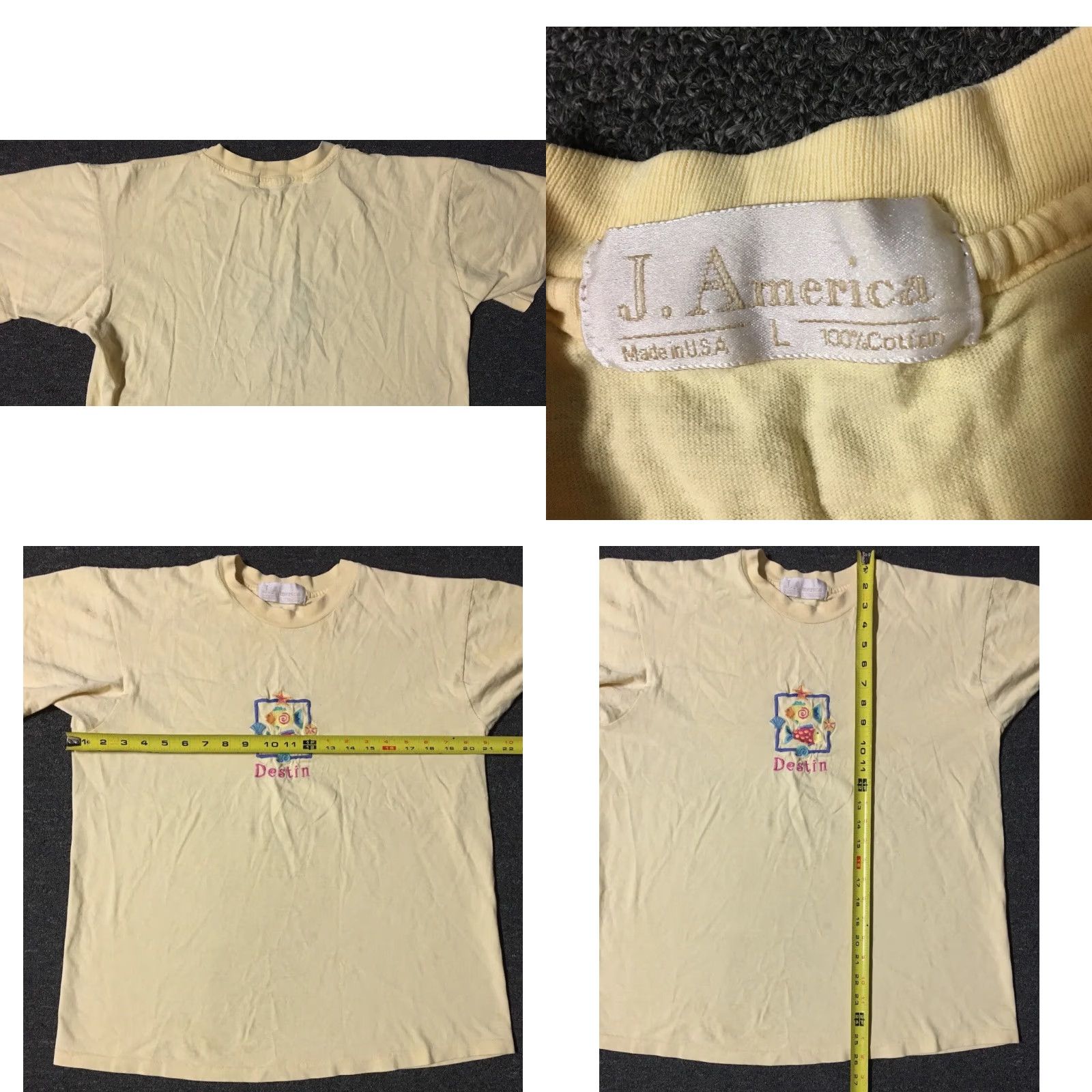 destin VINTAGE Destin Florida 90s faded distressed spellout shirt M USA Yellow T-Shirt Mens Casual Retro Grunge 80s 90s USA Beach Size US M / EU 48-50 / 2 - 8 Thumbnail