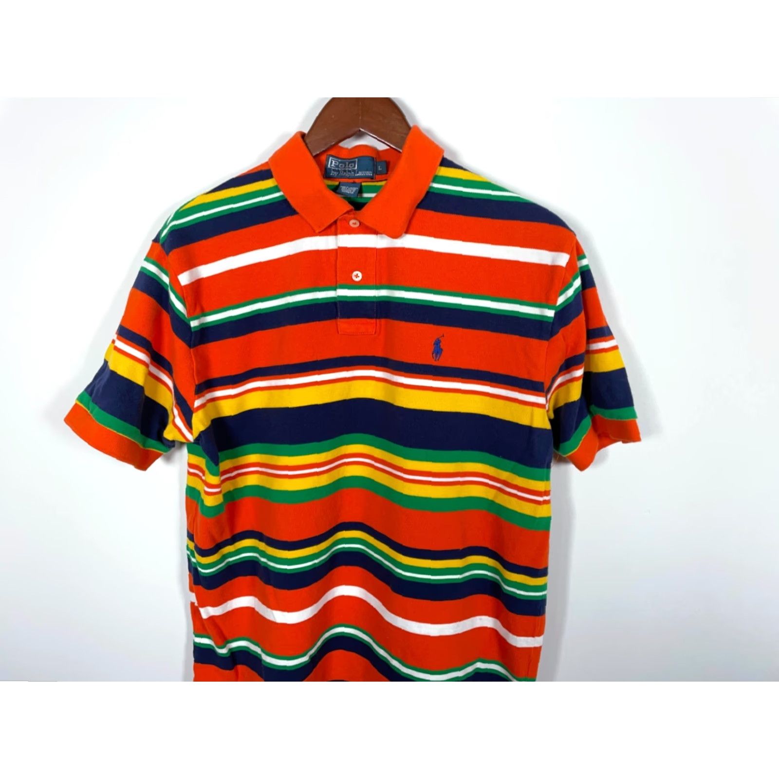 Polo Ralph Lauren Polo Ralph Lauren Polo Shirt Men Large Orange Yellow Stripe Pique Cotton Polo Shirt Mens Large Orange Yellow Stripe Polo Ralph Lauren Size US L / EU 52-54 / 3 - 4 Thumbnail