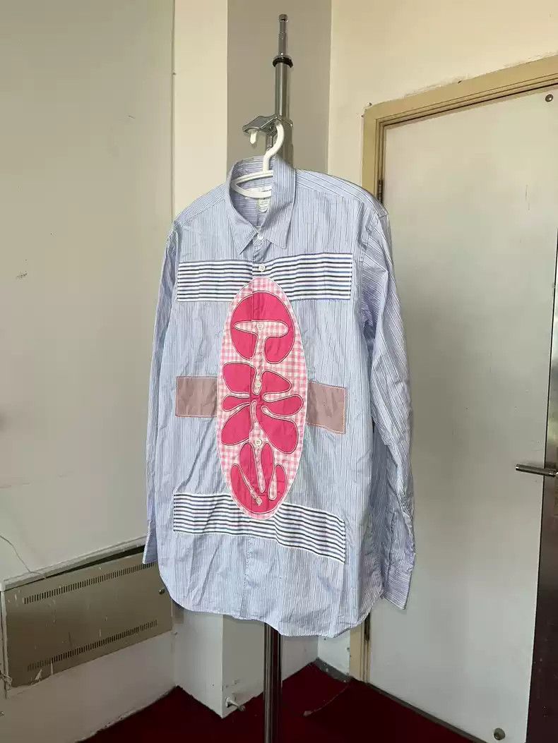 comme des garcon classic wool sweater graffiti patchwork shirt