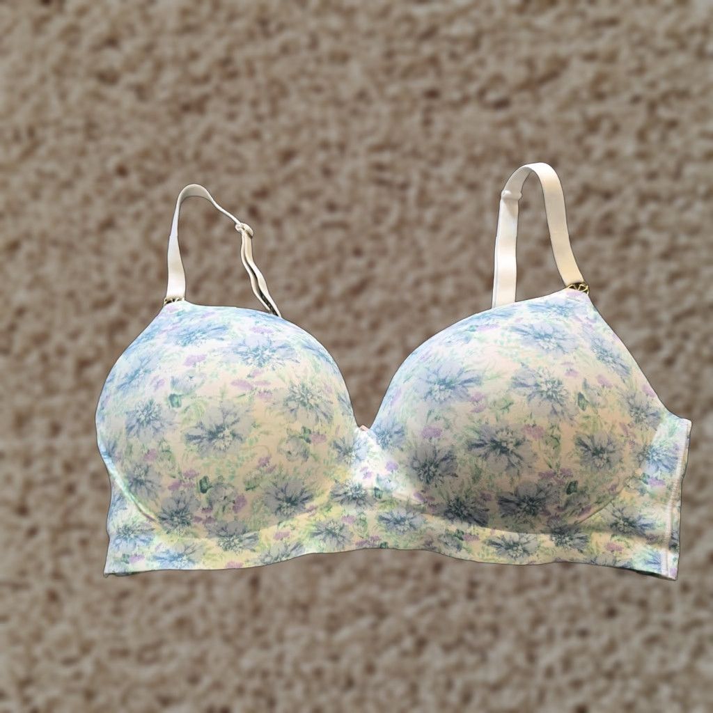 Victoria's Secret Victoria's Secret Bra Womens Size 36DD White Blue Floral Padded Push Up No wire Size ONE SIZE - 1 Thumbnail