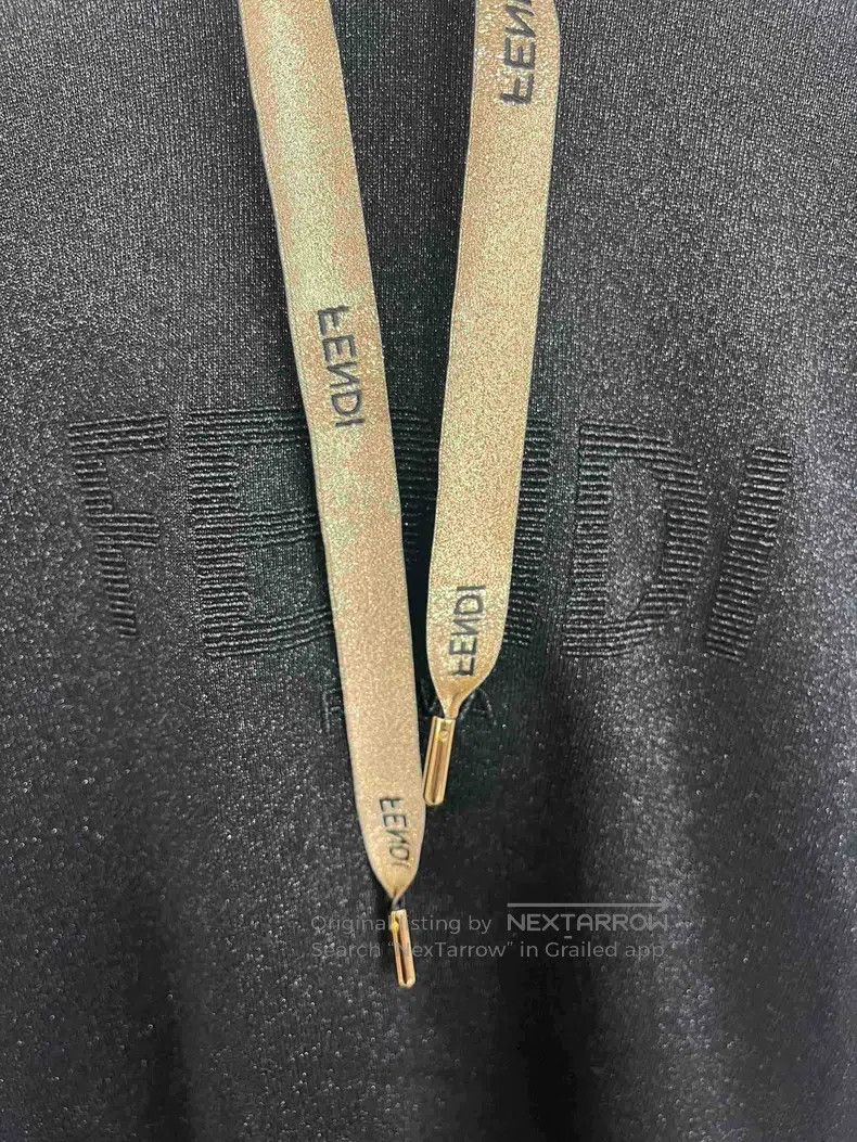 Fendi Fendi Black Black and Gold Ribbon Embroidered Letter Logo Size S / US 4 / IT 40 - 2 Thumbnail