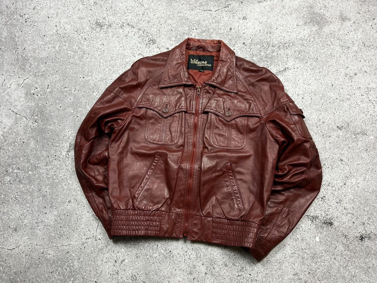 Wilsons Leather Burgundy Bomber Leather Jacket vintage Size S / US 4 / IT 40 - 2 Thumbnail