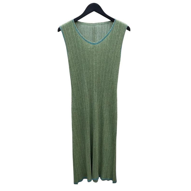 Issey Miyake Issey Miyake size:3 Green pleated sleeveless dress Size XS / US 0-2 / IT 36-38 - 1 Thumbnail