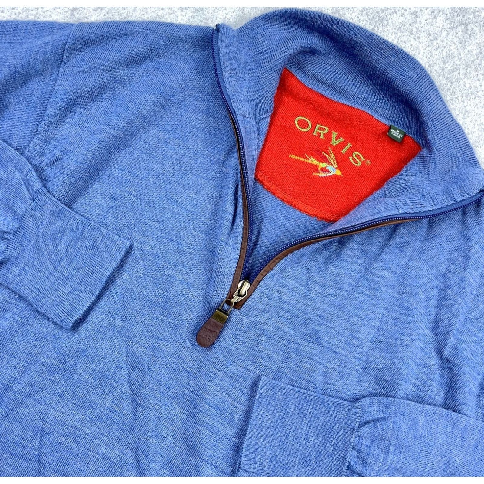 Orvis Orvis Sweater Men Medium Blue Pullover Quarter Zip Merino Wool Lightweight Knit 1/4 Zip Casual Classic Outdoor Mens Regular Size M Blue Size US M / EU 48-50 / 2 - 2 Thumbnail