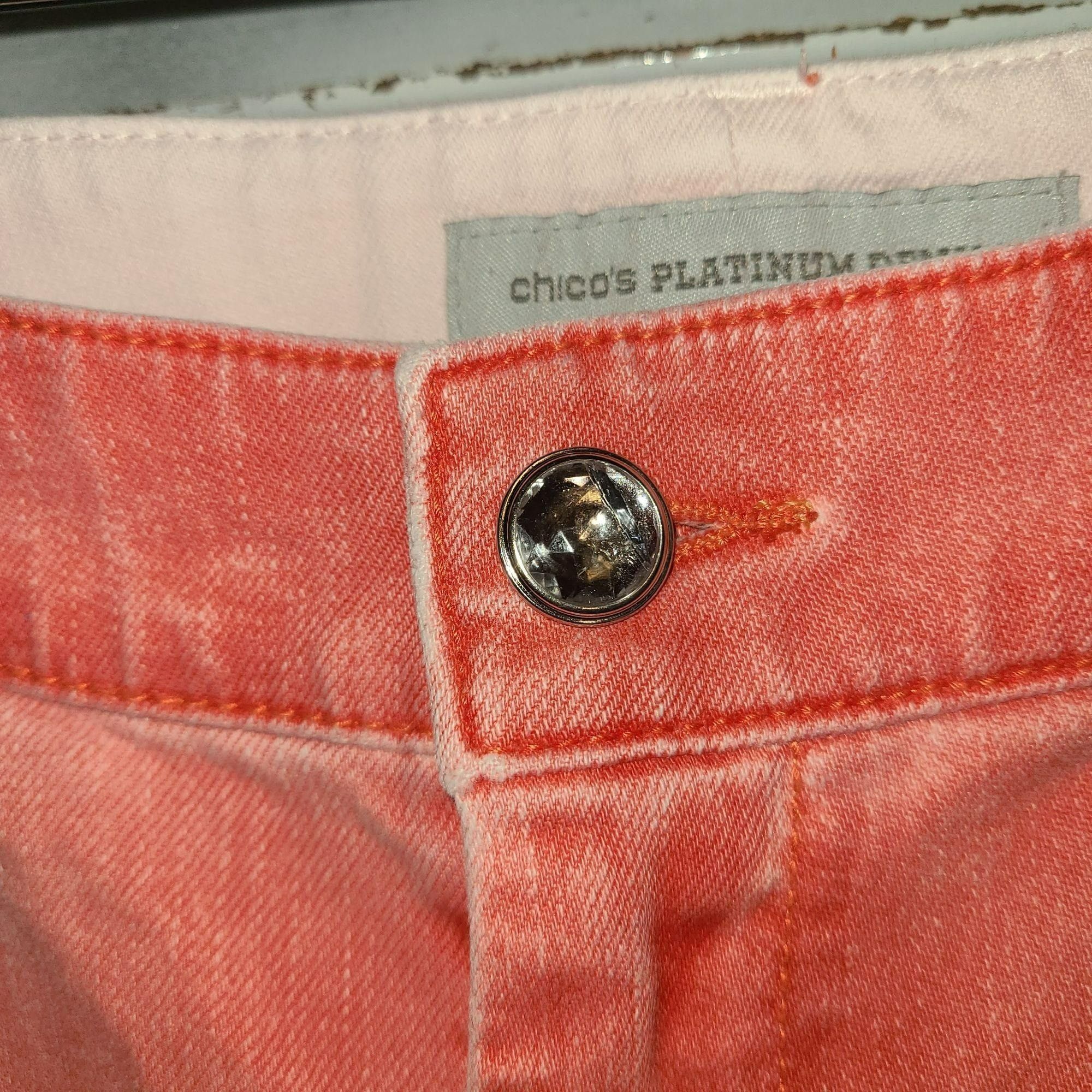 Chicos Chico's Sz 00 (XXS/2) Orange Bling Denim Capris Size 30" / US 8 / IT 44 - 7 Thumbnail