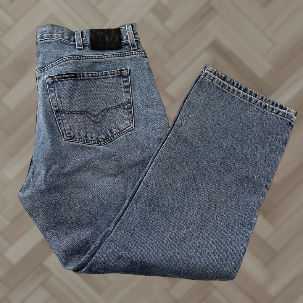 Harley Davidson Harley-Davidson Jeans Denim Blue Men's 38x30 Medium Wash Straight Leg Jeans Mens Blue 38x30 Size US 38 / EU 54 - 1 Thumbnail