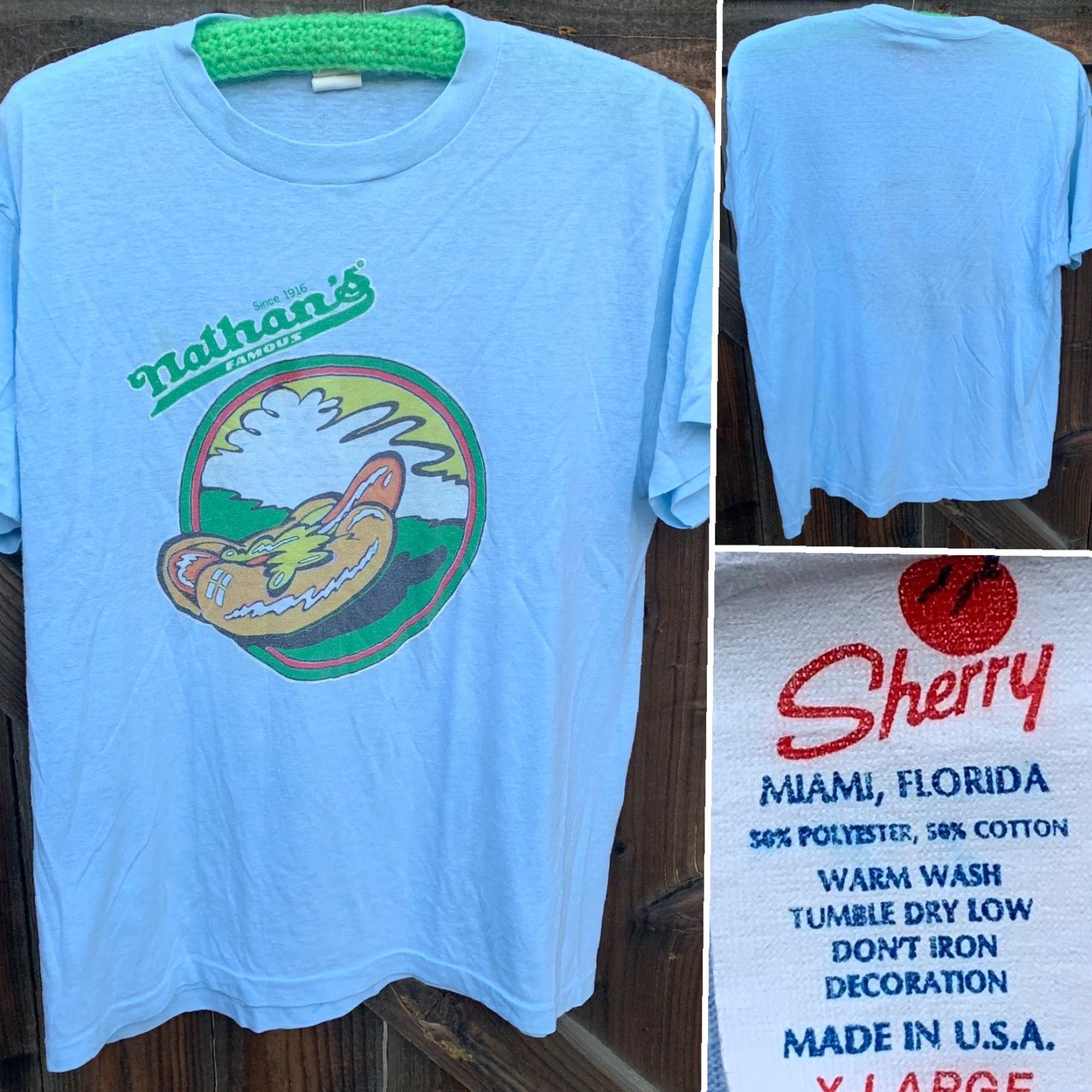 Vintage vintage Nathans Famous hot dogs t shirt XL blue graphic tee sportswear/Beach Men XS? (error) Size US XL / EU 56 / 4 - 5 Thumbnail