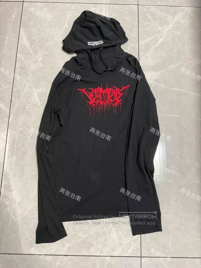 Vetements VETEMENTS Blood Drop Mantra Lightweight Hoodie Size US XS / EU 42 / 0 - 1 Thumbnail