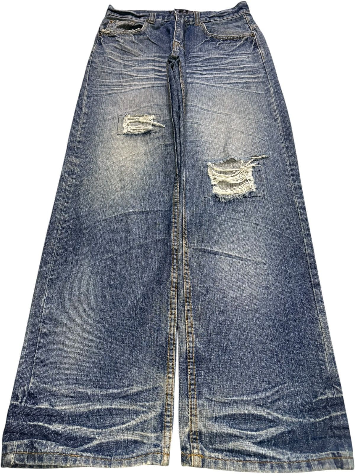 Japanese Brand Vintage Japanese Brand Mud Wash Distressed Loose Baggy Jeans Size US 30 / EU 46 - 1 Thumbnail