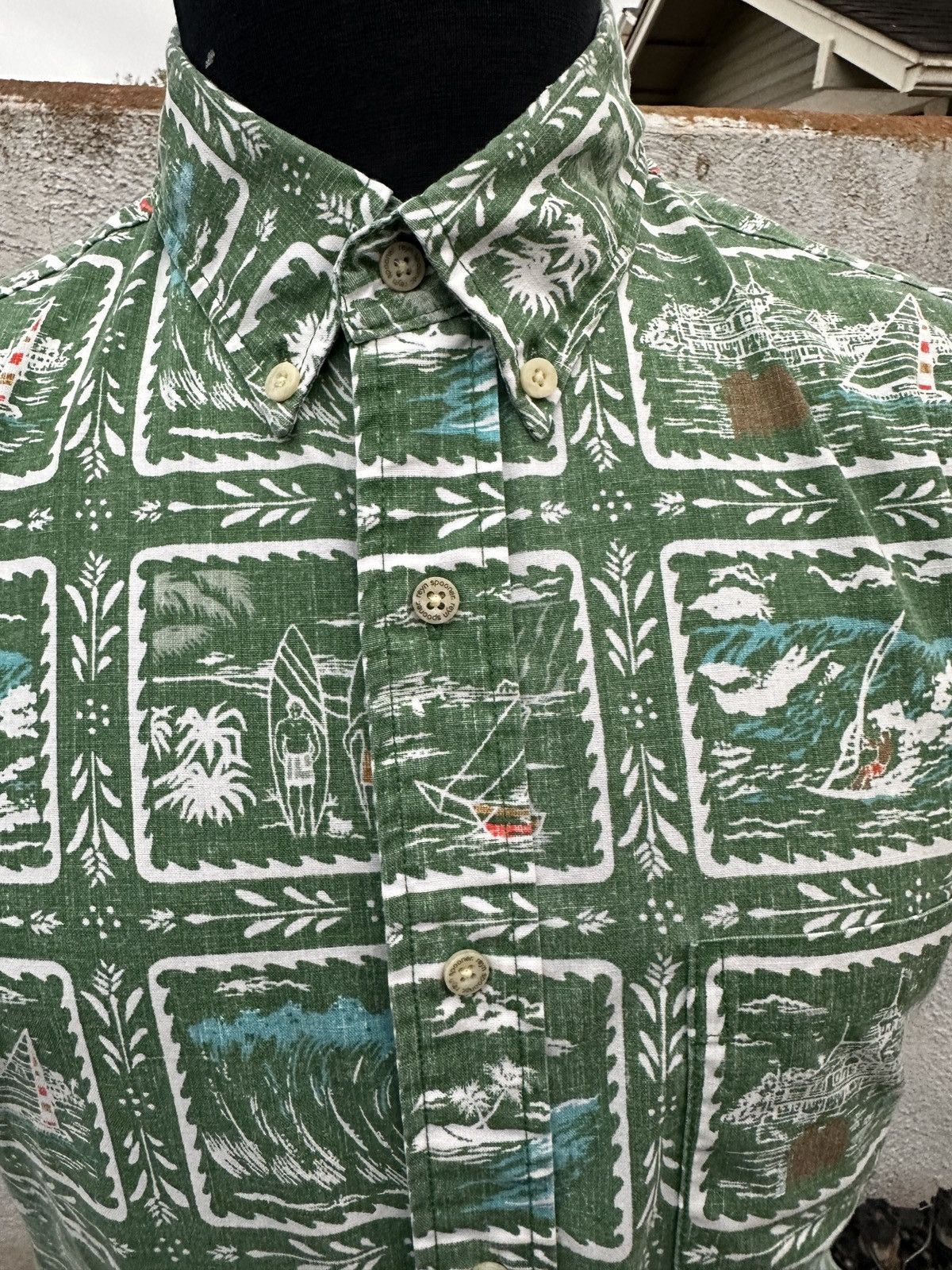 Reyn Spooner PreOwned Reyn Spooner Tailored Fit Green Hawaiian Men's S Size US S / EU 44-46 / 1 - 3 Thumbnail