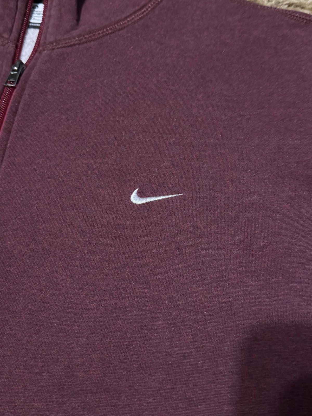 Nike Nike Small Logo Full Zip Up Sweatshirt Burgundy Red XLarge Size US XL / EU 56 / 4 - 3 Thumbnail