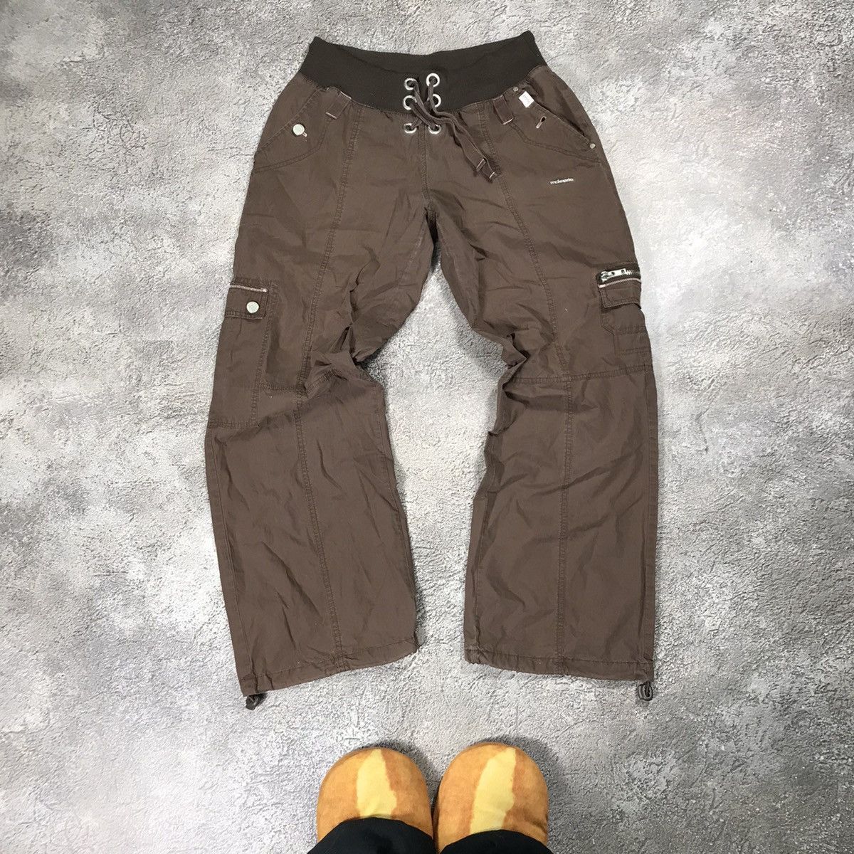Vintage Vintage 90s Baggy Cargo Pants Brown Parachute Flared Rave 28 Size 28" / US 6 / IT 42 - 2 Thumbnail