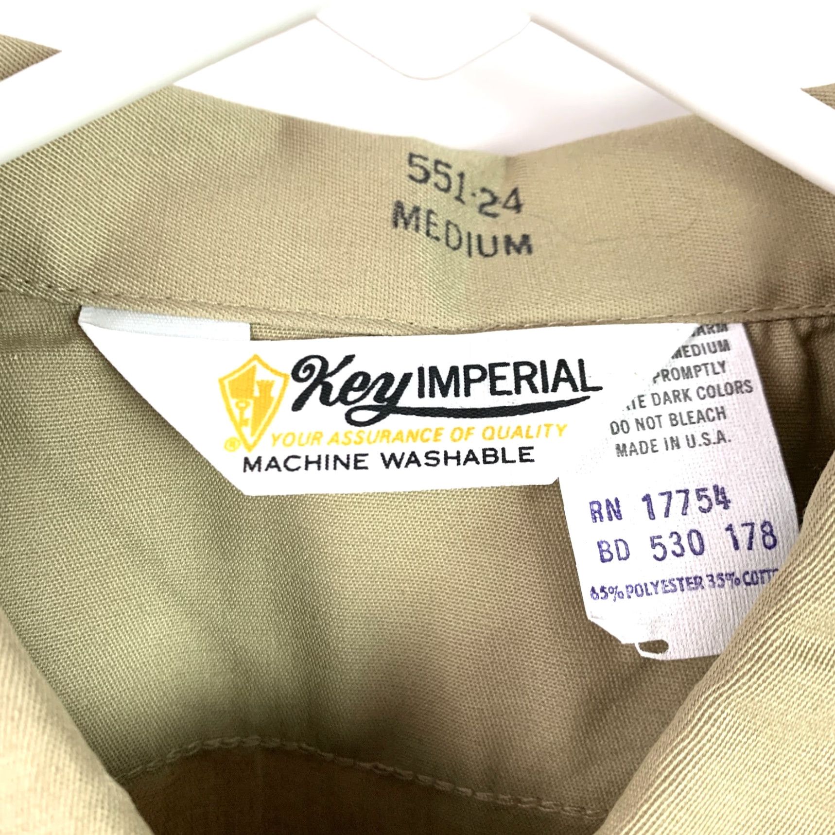 Vintage VINTAGE Key Imperial Never Iron Deadstock Work Shirt Short Sleeve Medium B Brown 1970s Cotton Blend Button-Front Military/Landgirl Mens Size US M / EU 48-50 / 2 - 7 Thumbnail