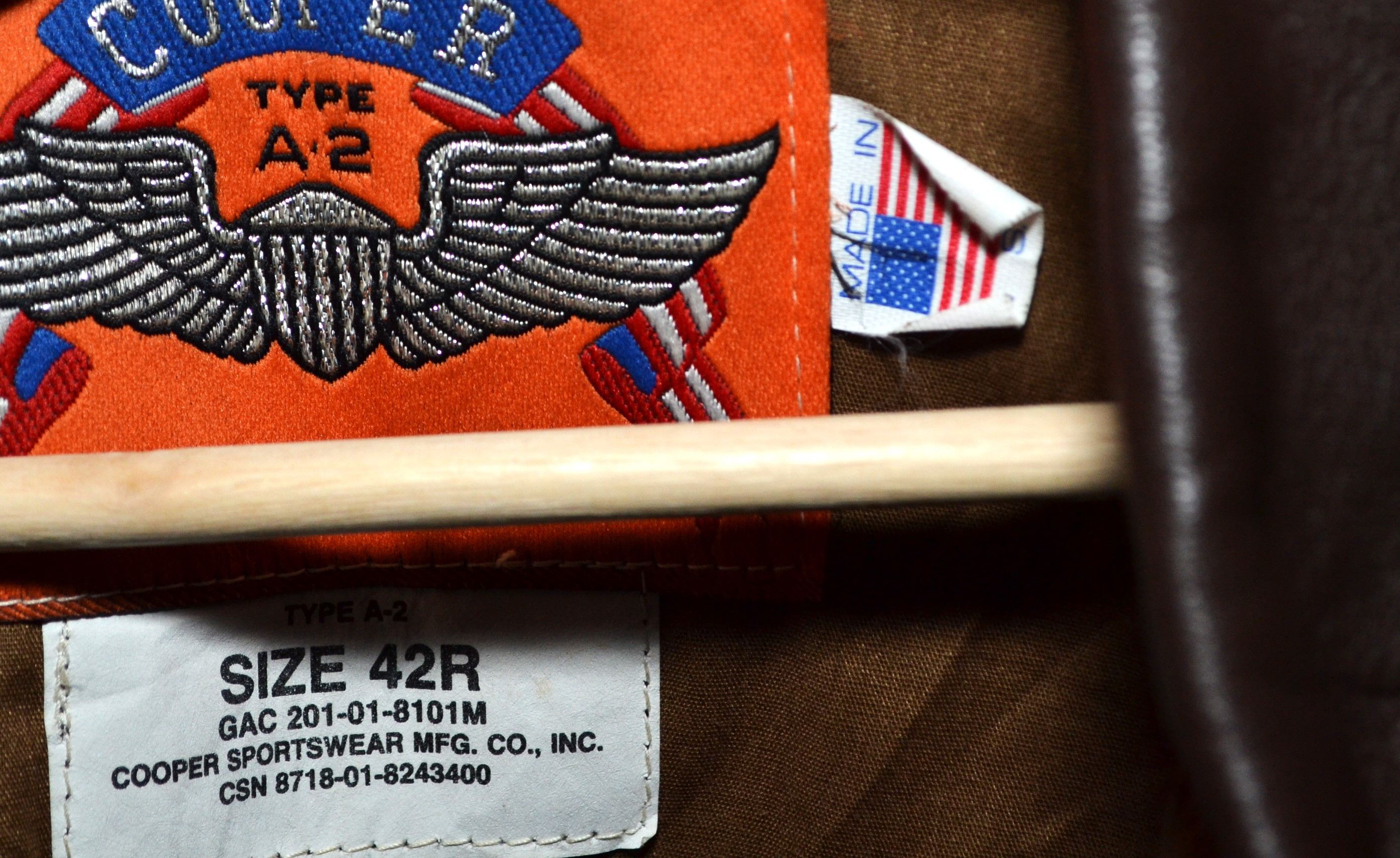 Cooper COOPER TYPE A-2 USAF USA Leather Bomber Flight Jacket 42R Size US L / EU 52-54 / 3 - 10 Thumbnail