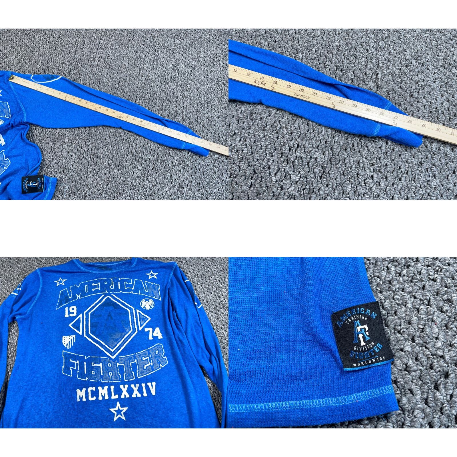 Vintage American Fighter Affliction Thermal Shirt 2XL Blue Waffle Knit MMA Y2K Adult Size US XXL / EU 58 / 5 - 8 Thumbnail