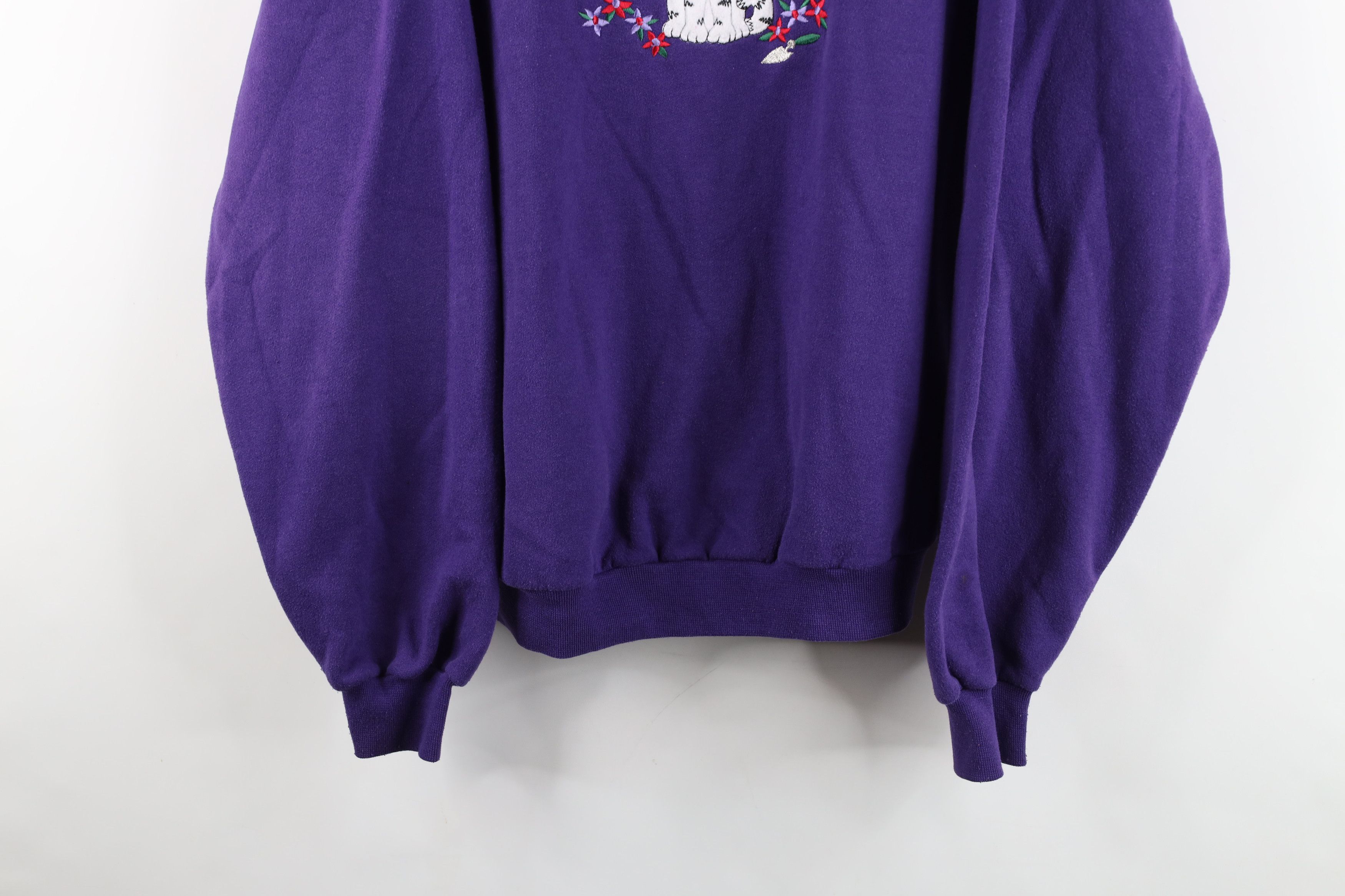 Vintage Vintage 90s Streetwear Kitten Hat Flower Garden Sweatshirt Size L / US 10 / IT 46 - 3 Thumbnail