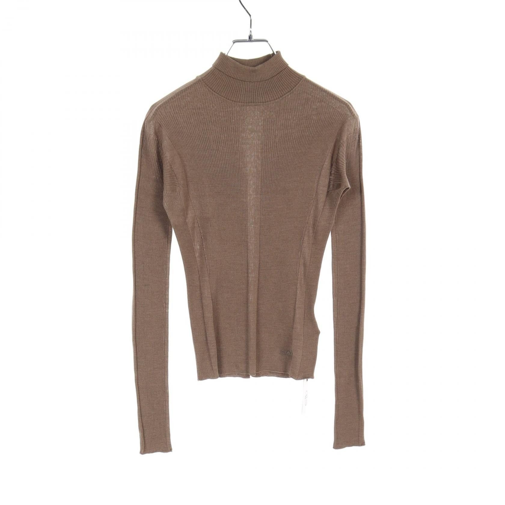 Hermes Hermes Caleche Logo Knit Turtleneck Silk Wool Gray Brown Size ONE SIZE - 1 Thumbnail