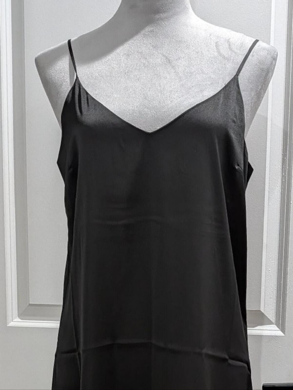Other Black Slip Midi Dress with V-Neck Size M / US 6-8 / IT 42-44 - 2 Thumbnail