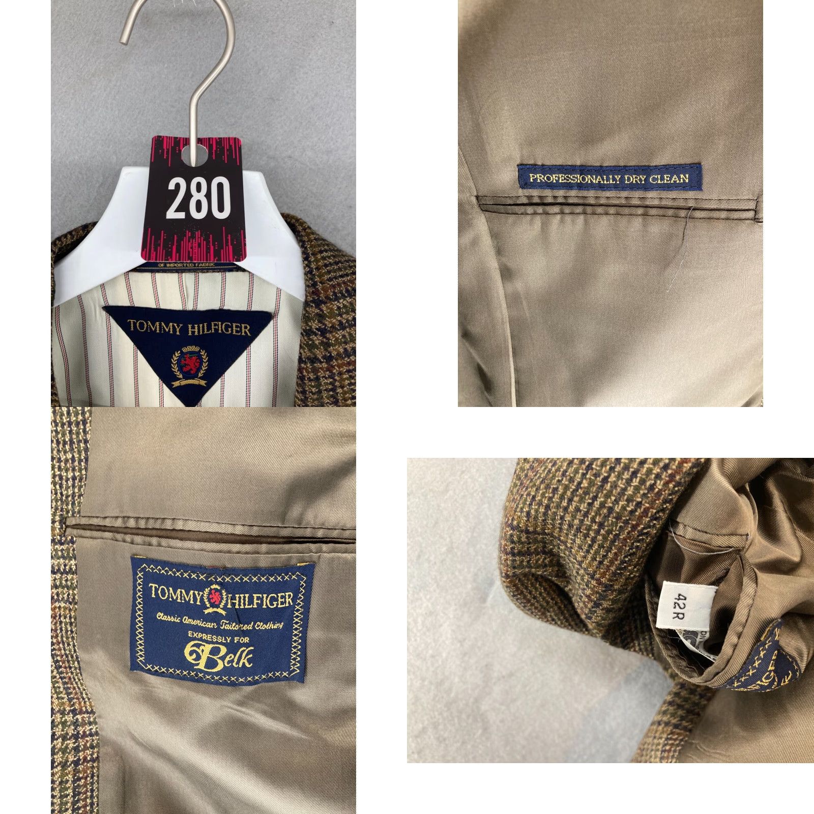 Tommy Hilfiger VINTAGE Tommy Hilfiger Sport Coat Jacket Mens 42 Wool Blend Plaid Single-Breasted Fall Winter Size US XS / EU 42 / 0 - 8 Thumbnail