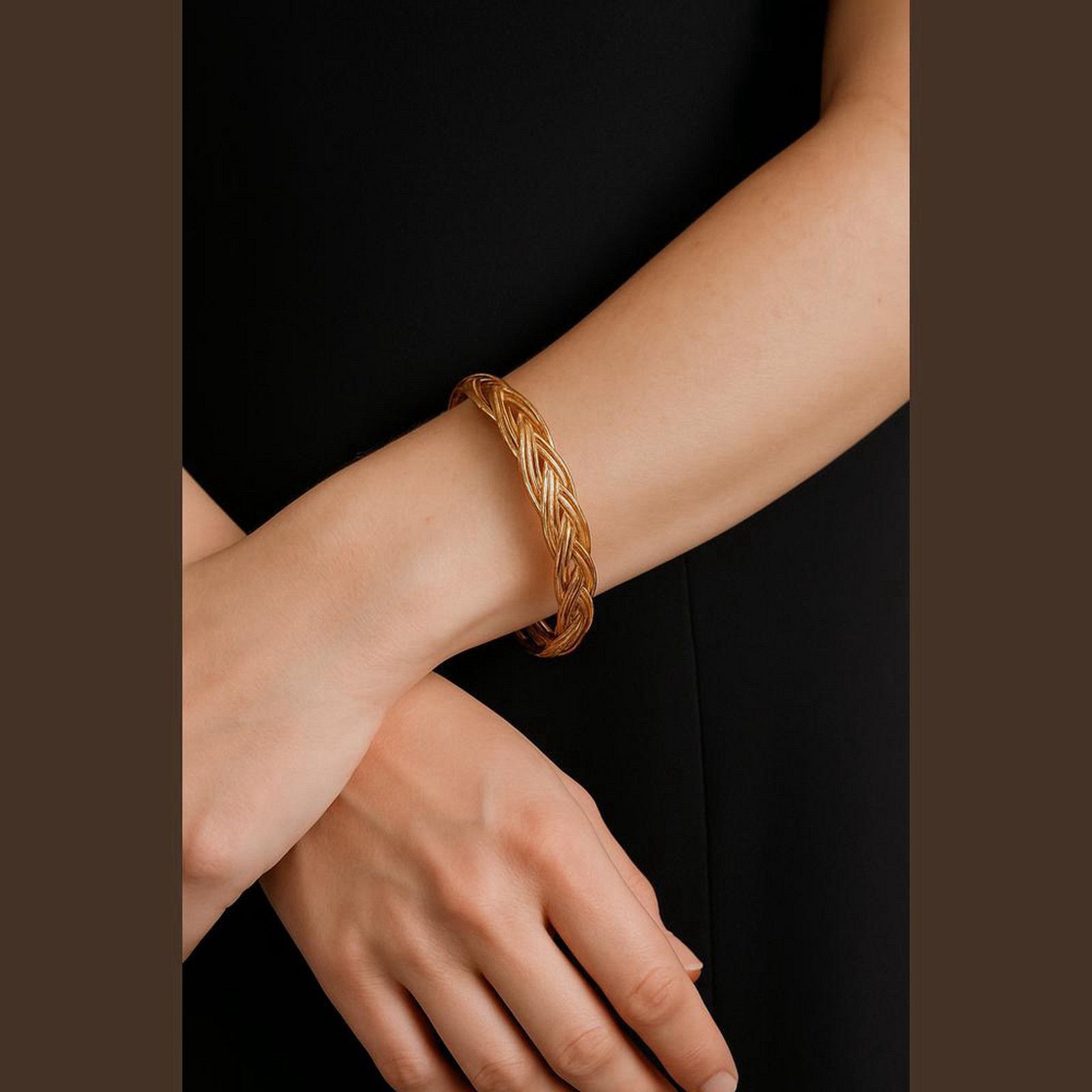 Handmade Handmade Brass Bangle Bracelet Gold Tone Boho Jewelry Size ONE SIZE - 1 Thumbnail
