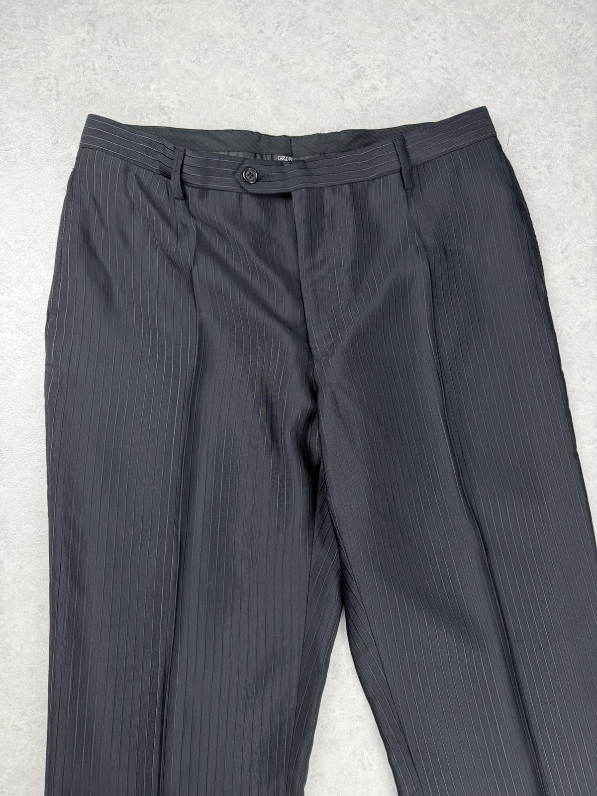 Carlo Pignatelli Carlo Pignatelli Suit 3 Piece Black Stripe Mens 54 Size 44R - 13 Thumbnail