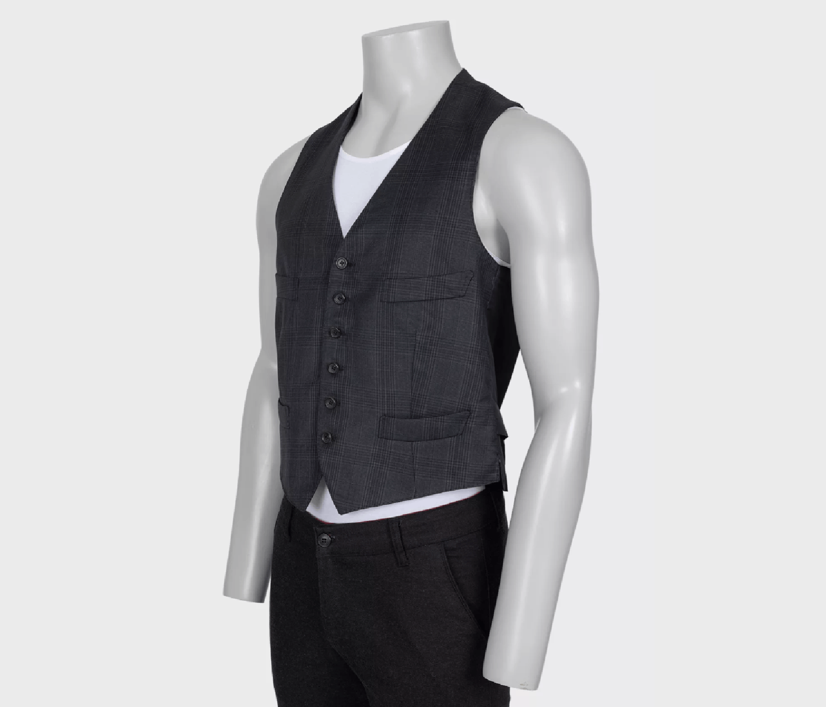 Tom Ford Tom Ford Black Check Wool Waistcoat IT48 M Size 48R - 2 Thumbnail