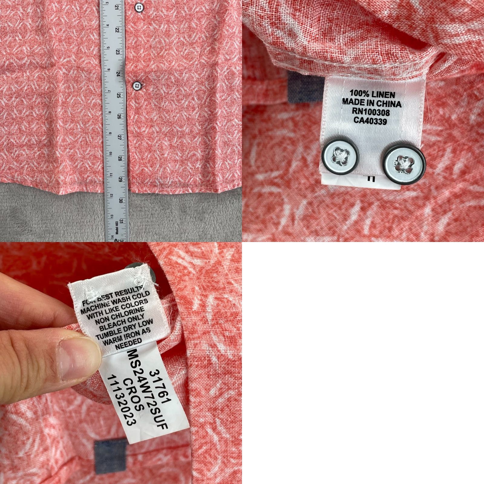 Peter Millar Peter Millar Shirt Men M Pink Linen Short Sleeve Rose NWT Geometric Classic Fit Button-Up 100% Linen Clay Rose Vintage No Mens Size US M / EU 48-50 / 2 - 8 Thumbnail